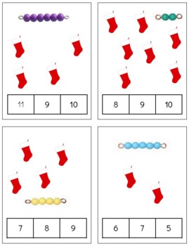 Preview of H739 (PDF): CHRISTMAS|stocking & beads (#0-11) counting multiple concepts