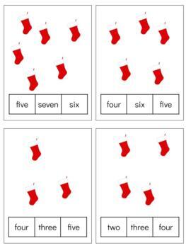 Preview of H740 (GOOGLE): CHRISTMAS|STOCKING (#0-11 words only) counting clip cards (3pgs)