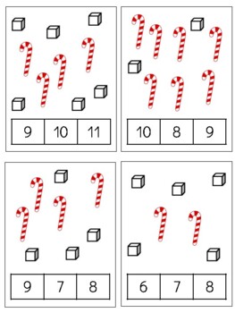 Preview of H753 (PDF): CHRISTMAS (candy cane|cubes) #0-11 (counting multiple concepts)