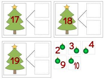Preview of H766 (GOOGLE): CHRISTMAS (tree & ornaments) (sum: #2-20) number bond cards