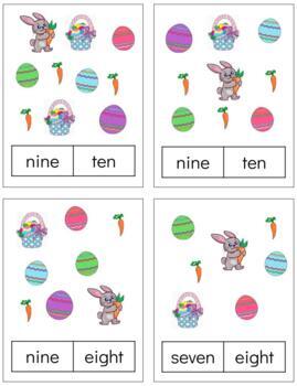 Preview of H773 (GOOGLE): EASTER (#0-11 words only) clip cards (counting quantities)