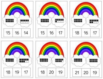 Preview of H778 (GOOGLE): SPRING|RAINBOW (#9-20) ten frame (clip cards) (2pgs) 