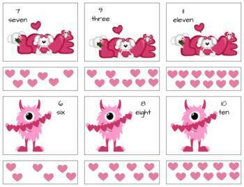 Preview of H787 (GOOGLE): VALENTINES|HEARTS (#0-11 object counting) 2 part cards (2pgs)