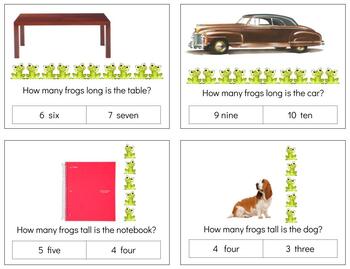 Preview of H791 (GOOGLE): FROG - MEASUREMENT (long|tall) (by random objects) clip cards