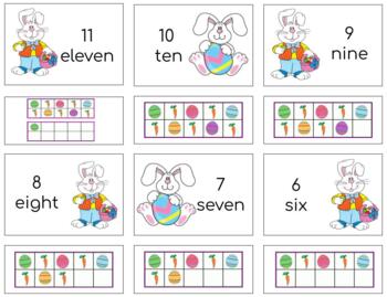Preview of H805 (GOOGLE): SPRING|EASTER|BUNNY (#0-11) (ten frame) (2 part cards)(2pgs)