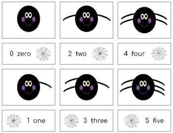 Preview of H848 (PDF): HALLOWEEN (counting spider legs) (#0-11) (2 part cards) (2pgs)