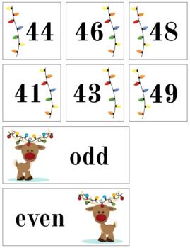 Preview of H867 (GOOGLE): WINTER|CHRISTMAS (ODD|EVEN) (sorting cards) (0-49) (3pgs) 