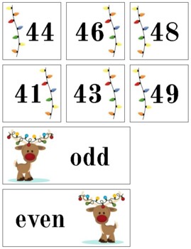 Preview of H867 (PDF): WINTER|CHRISTMAS (ODD|EVEN) (sorting cards) (0-49) (3pgs)
