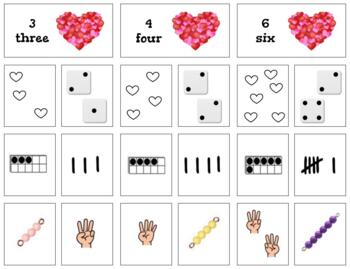 Preview of H903 (GOOGLE): VALENTINES #0-11 (ten frame\beads\tally\dice\objects\fingers) 