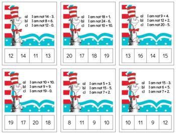 Preview of H919 (PDF): DR SEUSS Word Problems (subtraction/addition) (elimination)