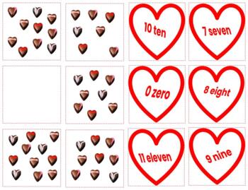 Preview of H921 (GOOGLE): VALENTINES|HEARTS (#0-10) (counting heart quantities) (2pgs)