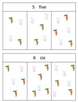 Preview of H953 (GOOGLE): EASTER|BUNNY (#1-10) (# & words) counting quantities 