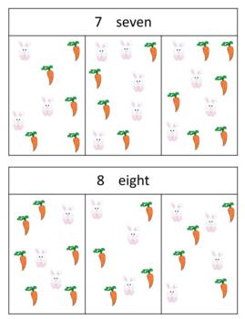 Preview of H954 (GOOGLE): EASTER|BUNNY (#1-10) (words only) counting quantities