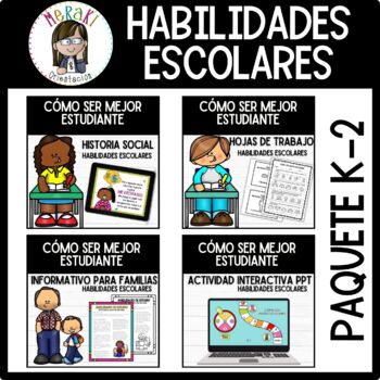 Preview of HABILIDADES DE ESTUDIO K-2. PAQUETE SOBRE CÓMO SER MEJOR ESTUDIANTE (SPANISH)