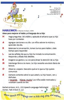 Preview of HABLEMOS - Speech and Language Techniques for young children who speak Spanish.