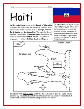 Preview of HAITI Introductory Geography Worksheet