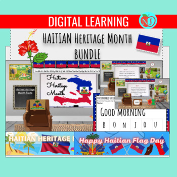 Preview of HAITIAN HERITAGE MONTH Classroom BUNDLE | Activities | GOOGLE CLASSROOM BANNERS