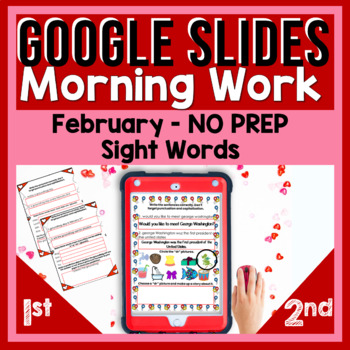 Preview of 1st Grade Morning Work for Google Slides ™ February | Morning Work NO PREP