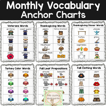 november vocabulary monthly word wall preview kindergarten