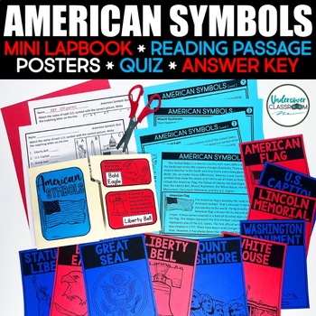 Preview of American Symbols Lapbook | U.S. Symbols Posters, Quiz & Passage
