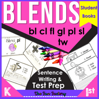 Preview of Consonant Blends Worksheets - Test Prep - L Blends and TW Blends - Phonics