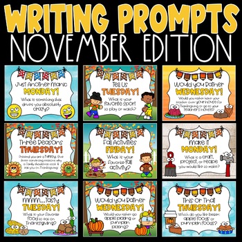 Daily Morning Writing Prompts and Journals for November | TpT