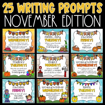 Daily Morning Writing Prompts and Journals for November | TpT