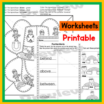 positional word activities and worksheets st patricks day digital and printable