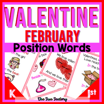 Preview of Positional Words Activities and Worksheets - Valentines Day Theme for February