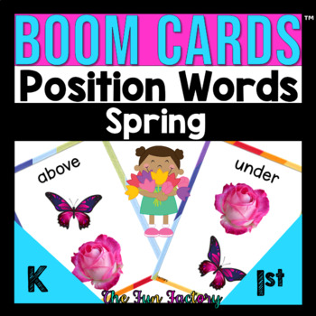 Preview of Positional Words Activities for BOOM CARDS™ Spring Activities for Position Words