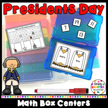 Preview of Presidents Day Math Box Centers For Kindergarten