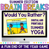 HALF OFF Summer YOGA Brain Break Classroom Party Digital +