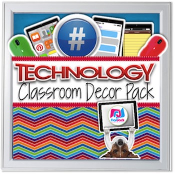 Preview of Editable Technology Classroom Decor Bundle