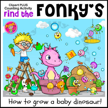 Preview of Find the Fonky's Counting activity PLUS Clipart image (full page Scene).