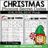 Christmas Phonics Secret Codes Worksheets CVC / CVCC / CCV