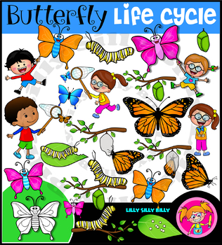 Preview of Butterfly Life cycle Clipart set. {Lilly Silly Billy}