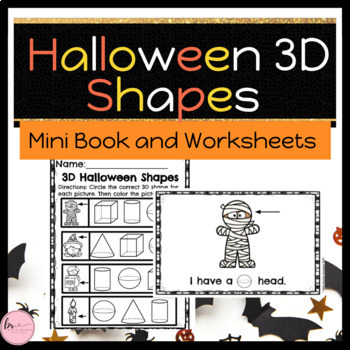 Preview of HALLOWEEN 3D Shapes Mini Book and Worksheets 