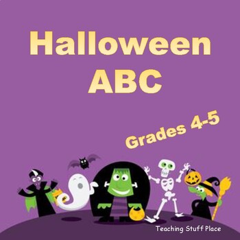 Preview of HALLOWEEN ABC Order ... 28 Task Cards Vocabulary  WRITING  ACTIVITIES ... Gr 4-5