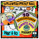 HALLOWEEN POETRY BALL: ACROSTIC POEM ACTIVITY (DODECAHEDRON)