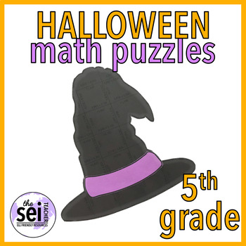 Preview of HALLOWEEN ACTIVITIES - FIFTH GRADE - MATH CRAFT MATH CENTERS MATH PUZZLE