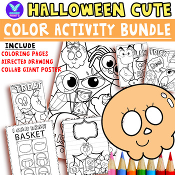 Preview of HALLOWEEN ACTIVITY BUNDLE - Coloring, Directed Drawing, Collaboration Posters