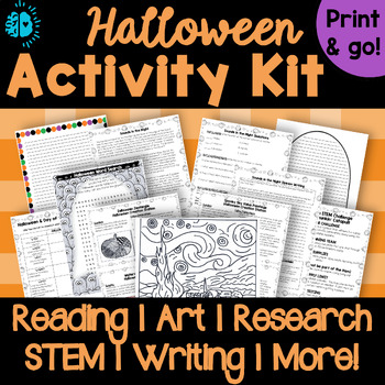 Preview of HALLOWEEN ACTIVITY BUNDLE | Reading Writing STEM Art Games Research Activities