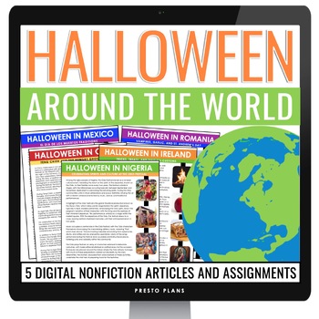 Preview of Halloween Around the World Reading Comprehension - Digital Assignments