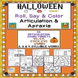 HALLOWEEN ARTICULATION & APRAXIA ROLL, SAY & COLOR