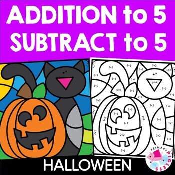 HALLOWEEN Addition & Subtraction to 5 Color by Number Code Coloring ...