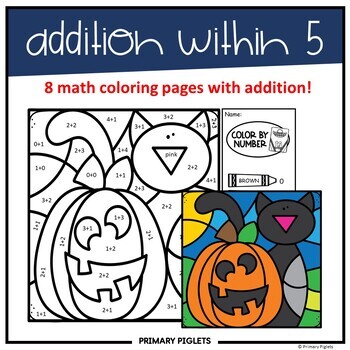 HALLOWEEN Addition & Subtraction to 5 Color by Number Code Coloring ...