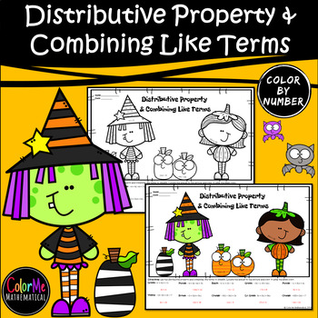 Preview of HALLOWEEN - Basic Algebra - Distributive Property & Combining Like Terms