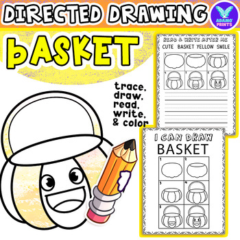 Preview of HALLOWEEN - Basket Directed Drawing: Writing, Reading, Tracing & Coloring