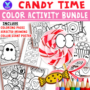 Preview of HALLOWEEN CANDY ACTIVITY BUNDLE-Coloring, Directed Drawing, Collaboration Poster