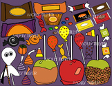 HALLOWEEN CANDY CLIP ART - COLOR AND B/W